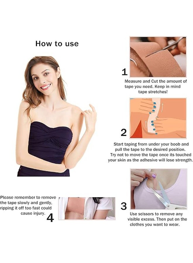 5m Extra-Long Breast Lift Tape with 10 Reusable Nipple Covers, Shaper and Lifter Support Tape, Breathable Sweatproof Support Tape, For A-G Cup - Image 4