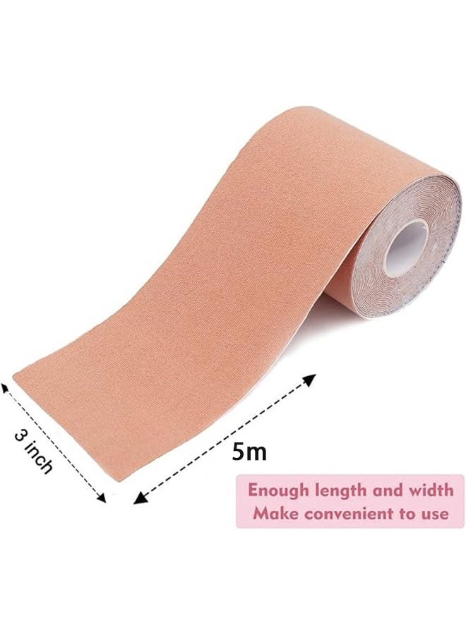 5m Extra-Long Breast Lift Tape with 10 Reusable Nipple Covers, Shaper and Lifter Support Tape, Breathable Sweatproof Support Tape, For A-G Cup - Image 2