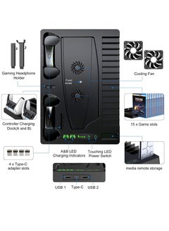 PS5 Vertical Stand with Cooling Fan PS5 Multifunctinal Charging Station with LED PS5 Dual Console Charger Docking Station PS5 Headset Organizer with 15 Game Slots - pzsku/Z195B7B7B13462D49F55BZ/45/_/1710926797/1f39a6e8-4665-4148-b68f-aeb0b4c2725d