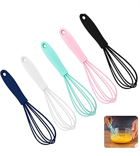 LAPXSNZD Silicone Whisk 5 Pcs Colorful Kitchen Mini Silicone Whisks,Whisk Set Egg Beater for Blending Whisking Beating Stirring Cooking Baking - Image 1