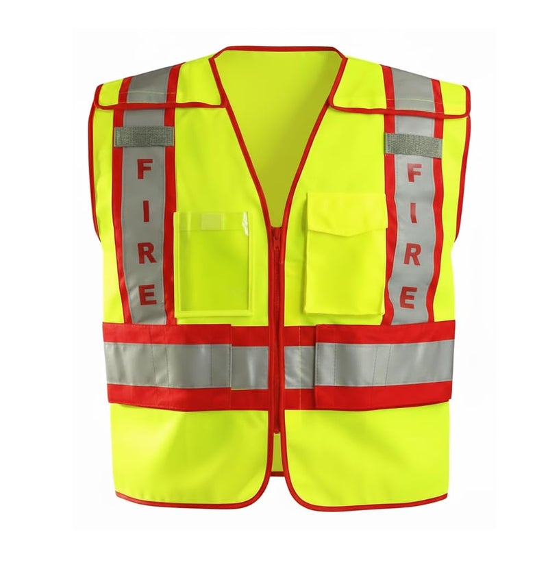 OccuNomix Fire Safety Vest - 3X/4X-Large, High Visibility Yellow/Red - Image 1