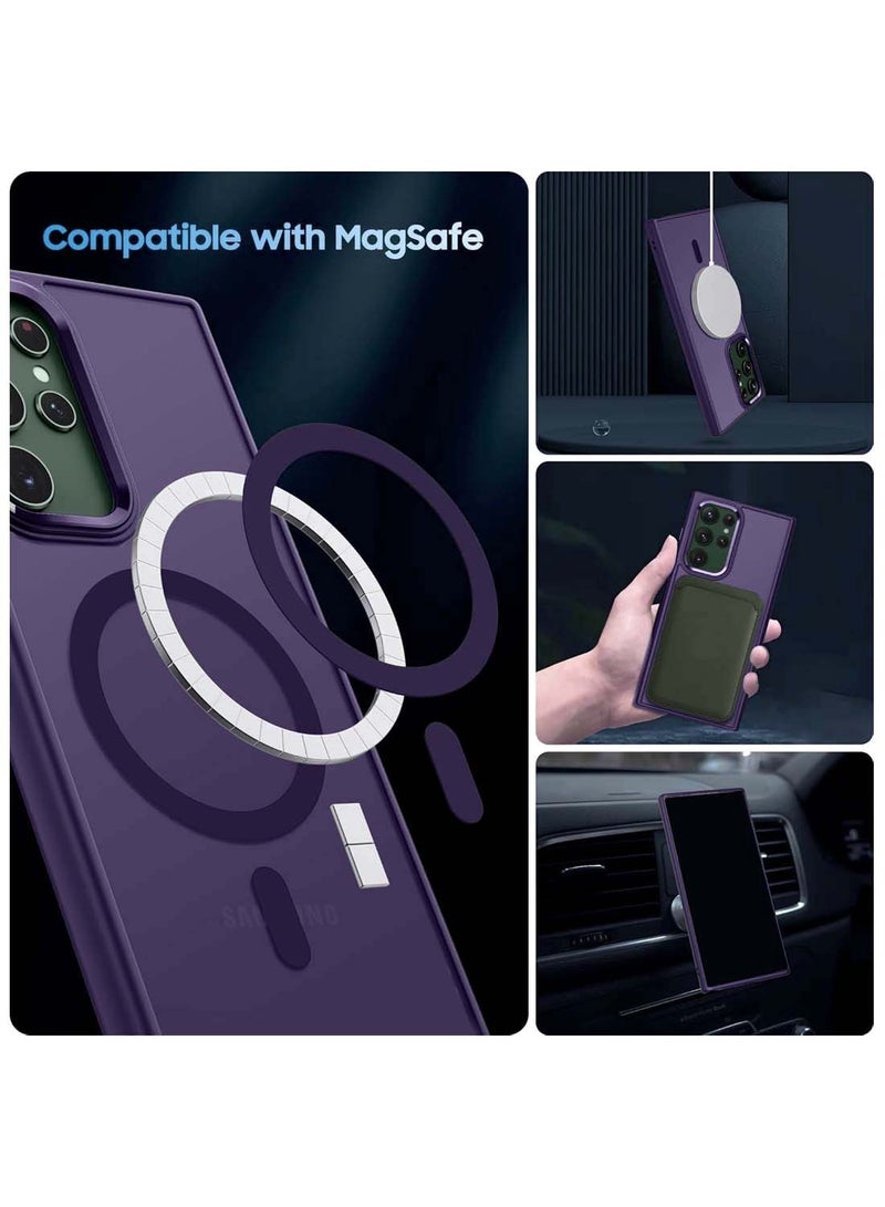 Wtech Samsung Galaxy S25 Ultra 2025 Hard Silicone Hybrid Translucent Slim Stylish Magnetic Magsafe Case Cover - Eggplant Purple - Image 2