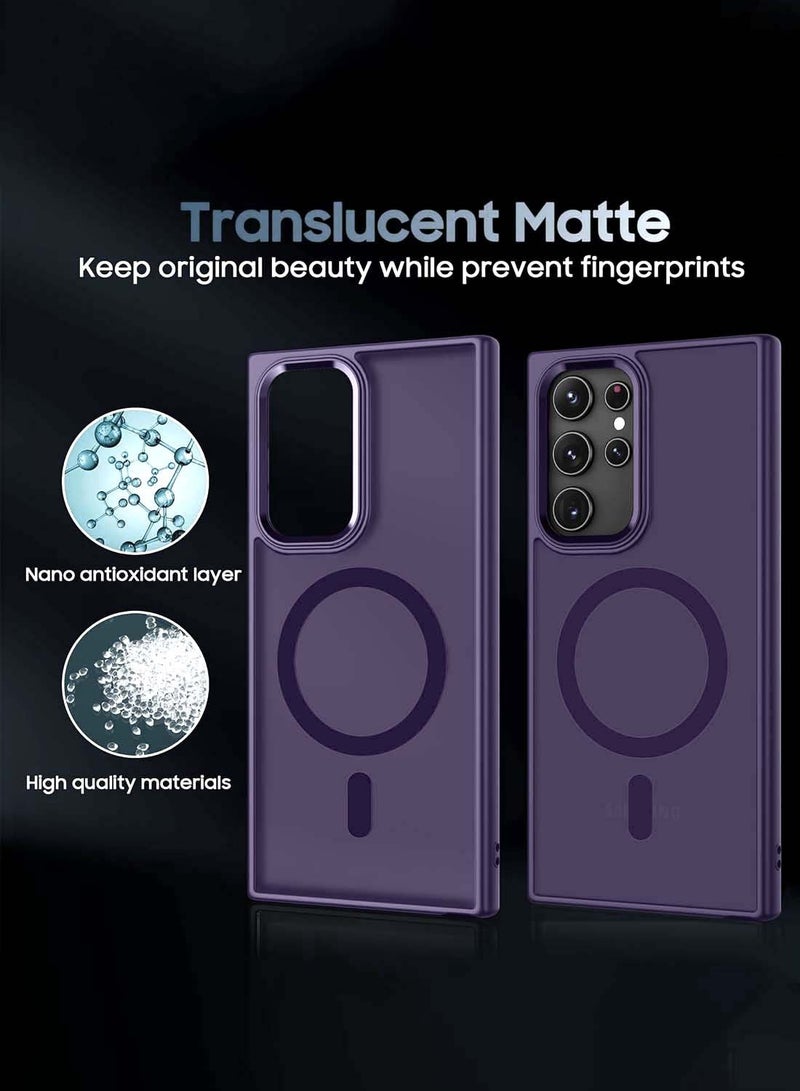 Wtech Samsung Galaxy S25 Ultra 2025 Hard Silicone Hybrid Translucent Slim Stylish Magnetic Magsafe Case Cover - Eggplant Purple - Image 5