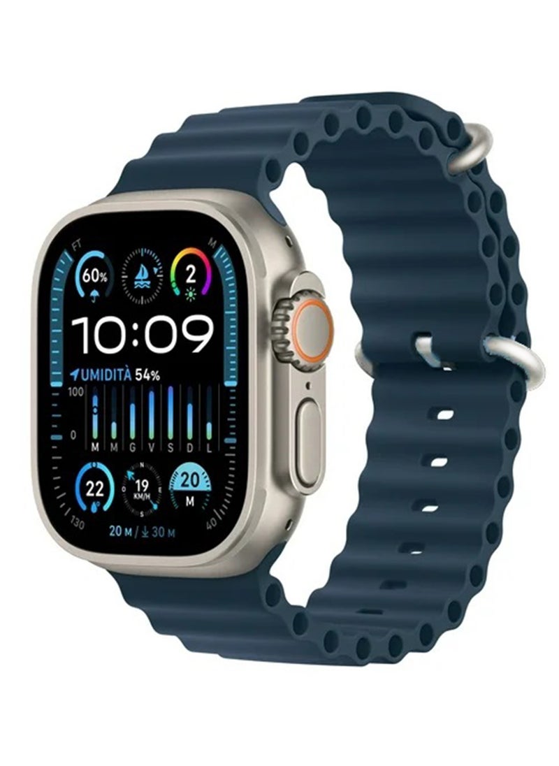 HuHa - Ocean Silicon Rubber Watch Band Strap for Apple Watch Ultra 49mm/45mm/44mm/42mm Ocean Dark Blue - Image 1