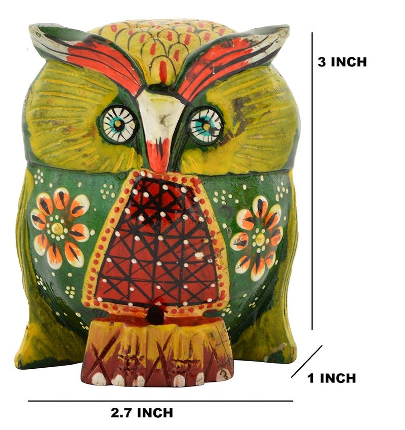 Houzzplus Wood Painted Owl Set 7 x 3 x 8 cm Multicolour - Image 5