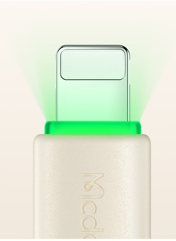 Raxoom Alpha Series 36W Type-C to Lightning Data Cable with LED Indicator â€“ 1.2m Beige - Image 3