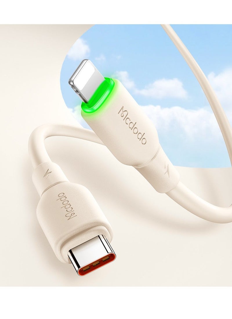 Raxoom Alpha Series 36W Type-C to Lightning Data Cable with LED Indicator â€“ 1.2m Beige - Image 2