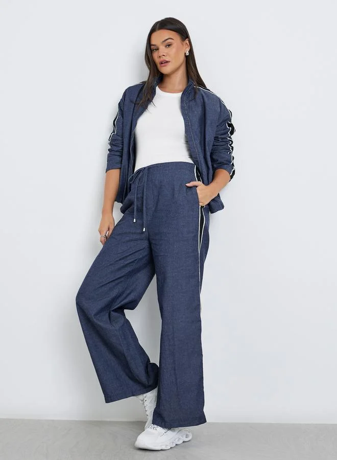 Styli  Styli Dark Blue Bomber Jacket with Stripes for Women | Best Price UAE