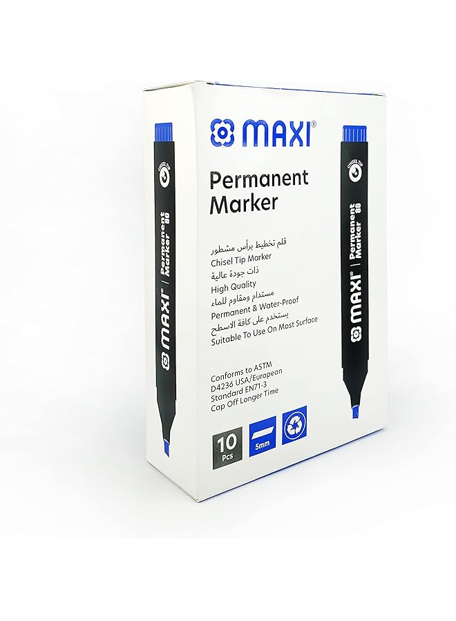 Maxi Permanent Marker Chisel Box Of 10Pc Blue - Image 1