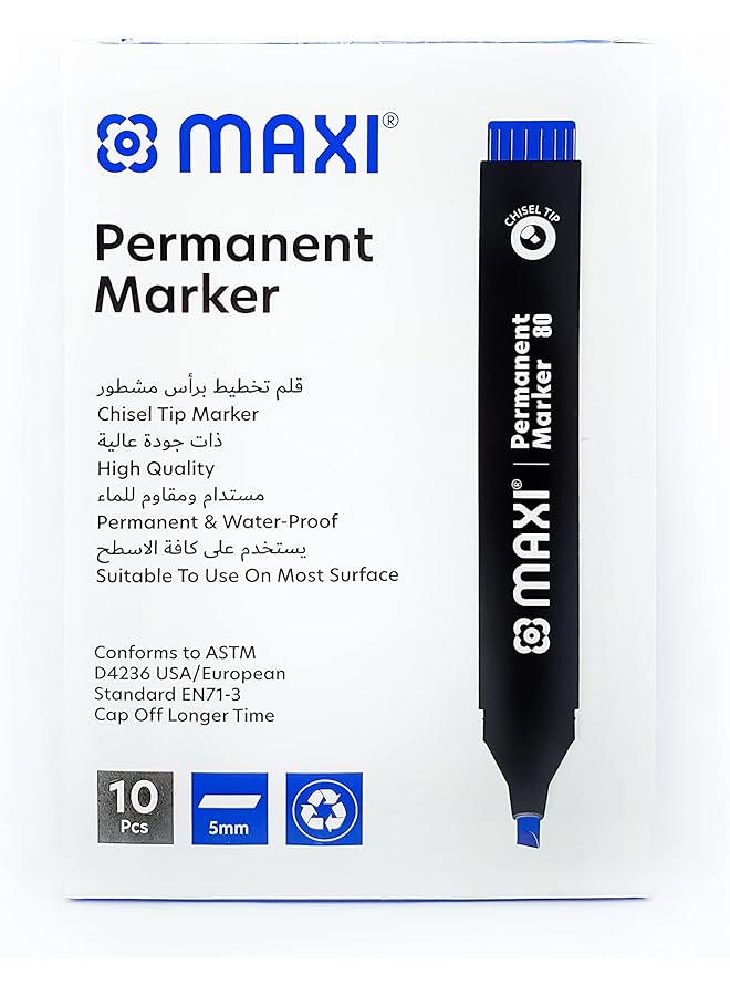 Maxi Permanent Marker Chisel Box Of 10Pc Blue - Image 4