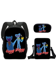 NIBEMINENT Cartoon printed three piece backpack for primary and secondary school students, anime backpack, shoulder bag, pencil case  - Image 1