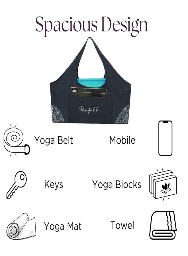 PANFIKH Yoga Mat Carry Bag with Large Storage Pocket - Perfect fit for 6mm to 15 mm Yoga Mats (Black) - Image 5