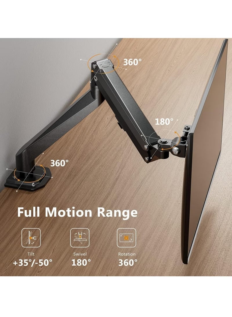 TIGER Single Monitor Mount – Gas Spring Monitor Arm with Full Motion, Adjustable Mount, VESA Bracket, Fits 17 to 27 Inch Monitors, Holds up to 14.3 lbs – Ergonomic Desk Mount for Home & Office  - Image 3