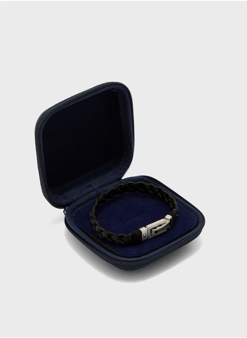 TOMMY HILFIGER Flat Braided Leather Bracelet