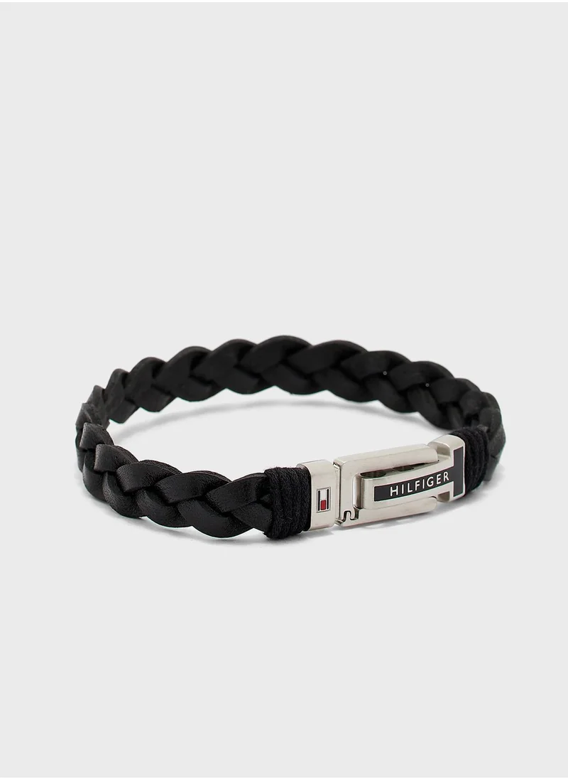 TOMMY HILFIGER Flat Braided Leather Bracelet