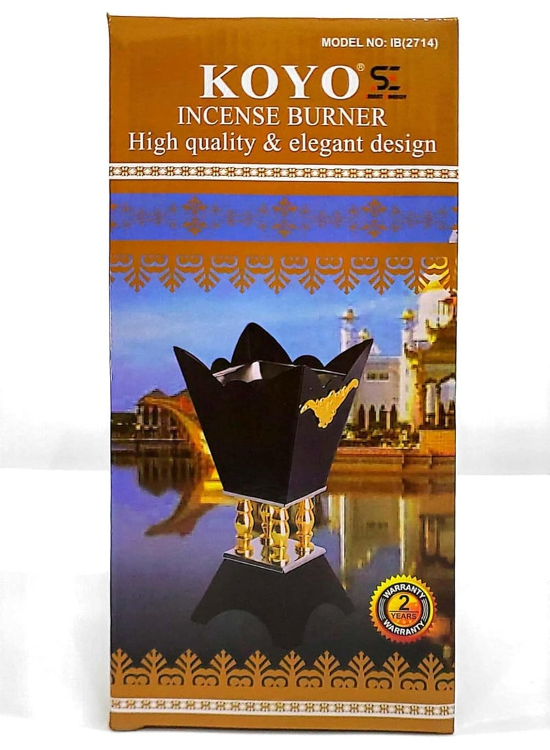 اس اي مبخرة كهربائية يابانية | مثالية لحرق خشب العود العربي ومسحوق البخور | تصميم عصري (اسود) | - Image 1