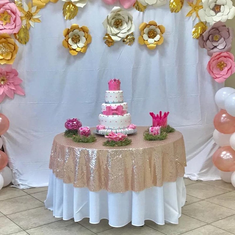 Poise3EHome 70 Inch Round Rose Gold Sequin Tablecloth for Party Cake Dessert Table Exhibition Events - Image 4
