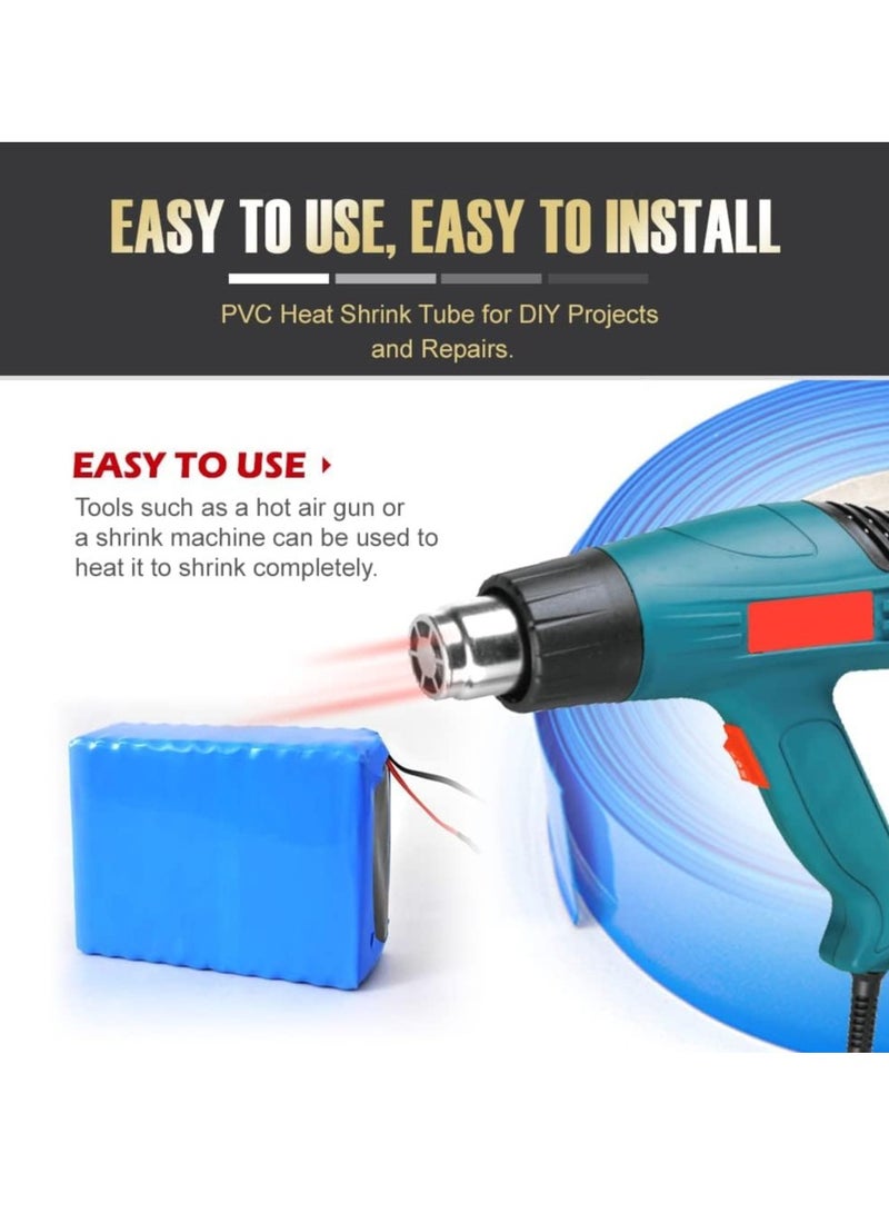 PVC Heat Shrink Wrap Tubing Flattening Width 3.95in(100mm) and Length 16.4ft (5m) for 18650 21700 Lithium Battery DIY Battery Packs - Image 2