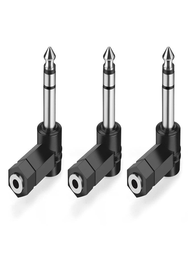 WILLIZTER Right Angled 6.35mm 0.25 inch TRS 3 Pole Male to 3.5mm Female 90 Degree Adapter Converter Extension Extender Stereo Auxiliary AUX Headphone Audio Jack Plug Wire Cord 3 Pack - Image 1