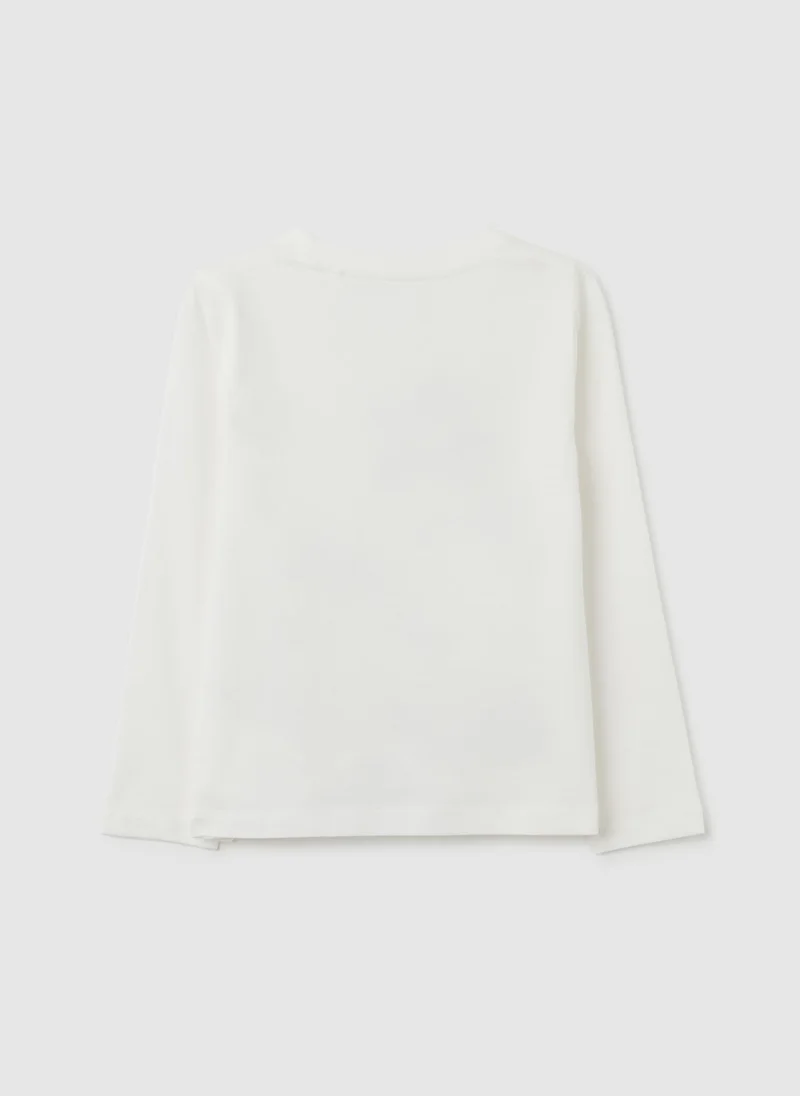 او في اس WHITE REGULAR FIT PURE COTTON GIRL'S TOP