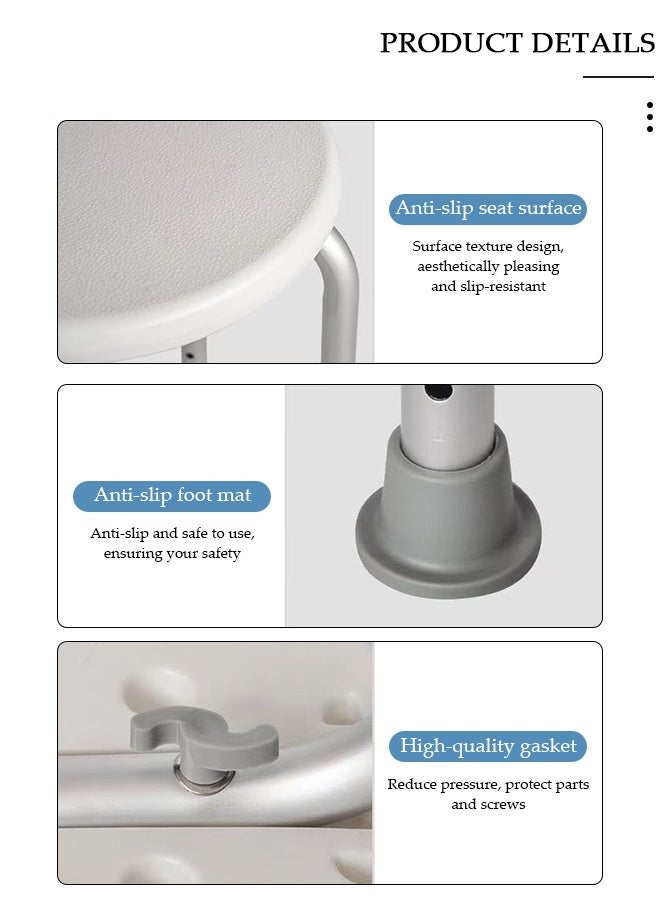 DUNISO Shower Circular Chair Bath Stool with Anti-Slip Rubber Feet,  Medical Toilet Seat, Heavy Duty Anti-Slip Legs Inside Shower Tub Stool for Bathroom Elderly Senior Disabled Injured Handicap Pregnant - Image 3