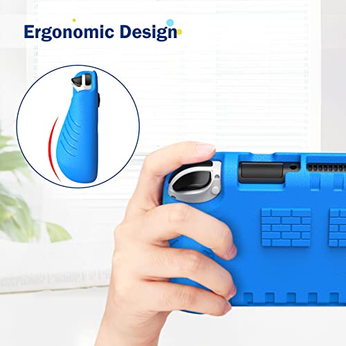 Fintie Kids Case for Nintendo Switch OLED Model 2021 with Game Card Slots - [Kids Friendly] Ultralight Shockproof Protective Cover, Ergonomic Grip Case for Switch OLED Model Console 7.0", Blue - Image 3