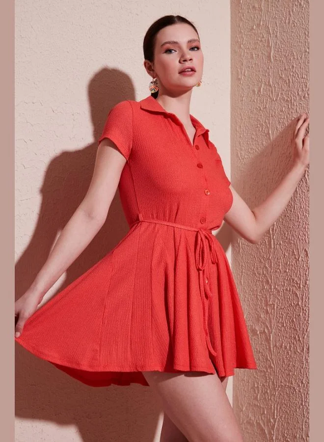 Lela Lela Tie Detail Mini Shirt Dress Women's DRESS 5869006