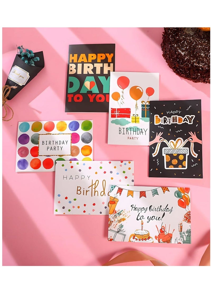 6 Unique Birthday Cards Bulk with Envelopes and Stickers, Blank Happy Birthday Card Set, Pack of Birthday Cards for Kids, Men, Women (Style C) - Image 3
