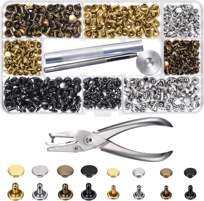Bememo 240 Set Leather Rivets with Punch Pliers and Tools - Image 1