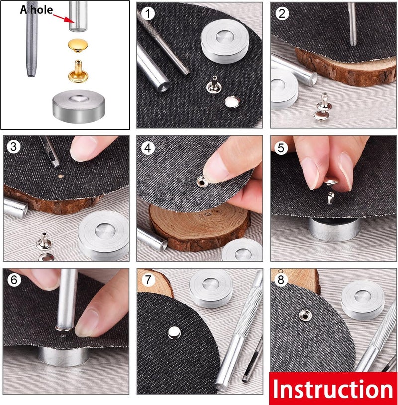 Bememo 240 Set Leather Rivets with Punch Pliers and Tools - Image 3