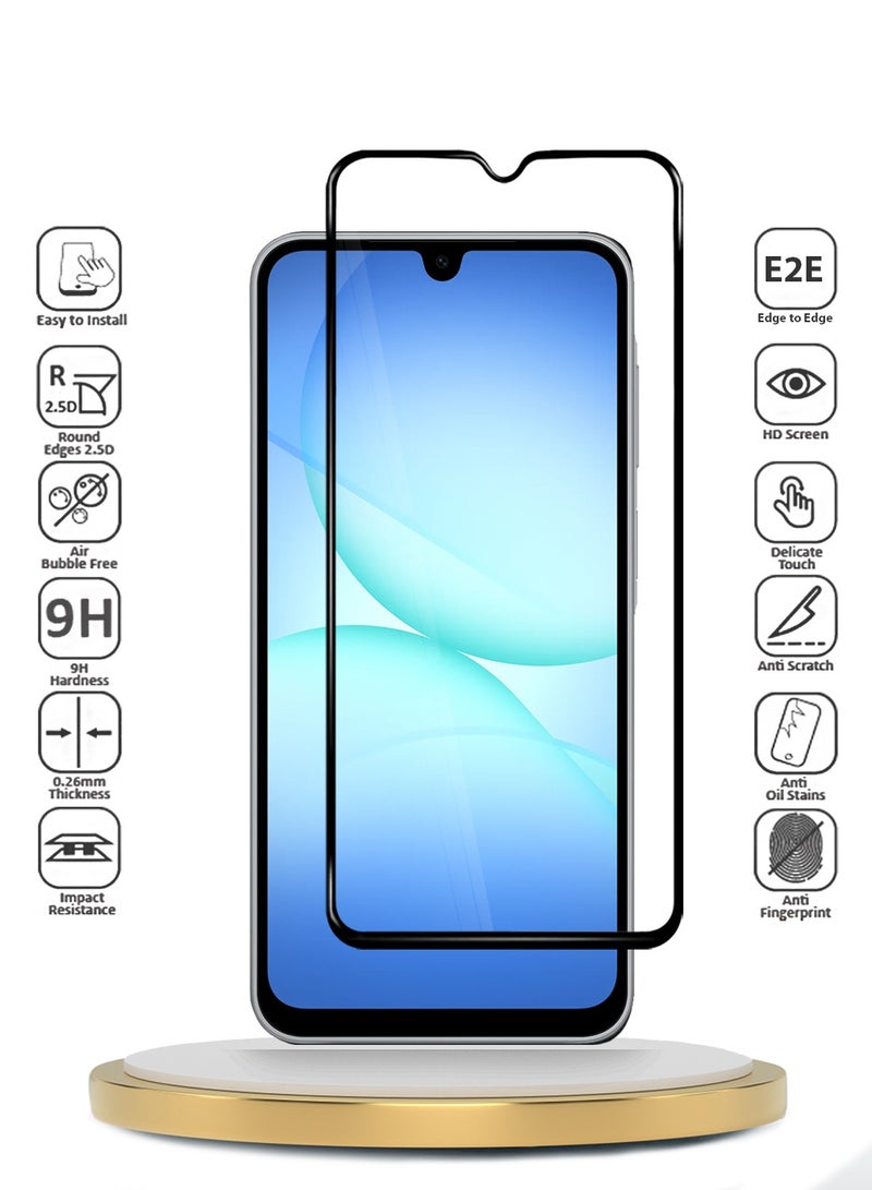 دبليو تيك حامي شاشة زجاجي مقسى كامل الالتصاق بالكامل من سلسلة سامسونج جالاكسي A17 5G 2025 بريميوم E2E (MSGECN) - شفاف/أسود - Image 2