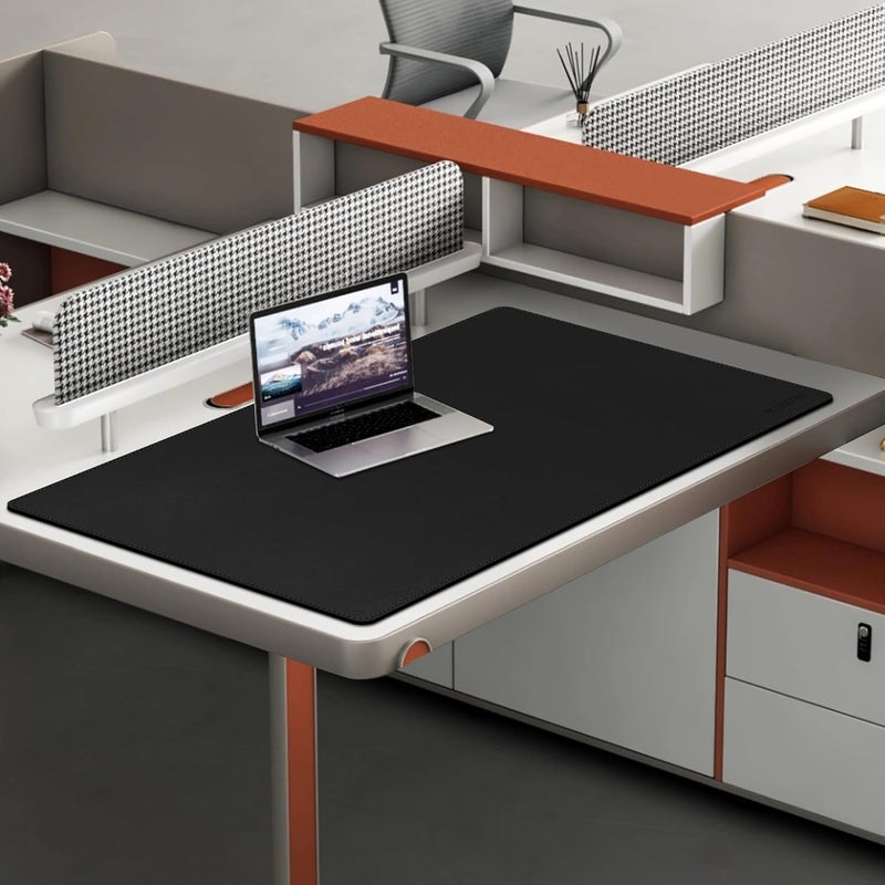 MAIDERN مايدرن 100 × 60 سم حصيرة مكتب جلدية XL، حصيرة مكتب كبيرة، حصيرة ماوس كبيرة قابلة للعكس من الفلين والجلد للمكتب، حصيرة مكتب كمبيوتر مقاومة للماء للألعاب والمكتب المنزلي (أسود) - Image 4