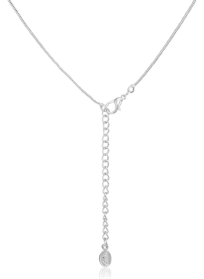 Estele Silver Tone Chain With White Tear Drop Crystal Pendant For Women - Image 3
