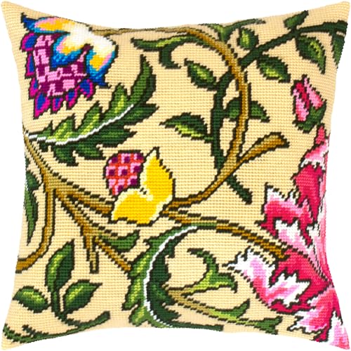 Brvsk Floral Needlepoint Kit for Adults and Beginners Climbing Rose Tree by John Henry Dearle 1616 with Clear Precise Printed Design on Cotton Canvas Includes 2 Needles Yarn and EasyRead Chart - Image 1