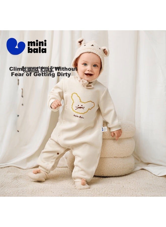Minibala Plush Jumpsuit Warm Comfortable Fleece-lined Romper For Boys And Girls Baby Outdoor Crawling Clothes - Image 1