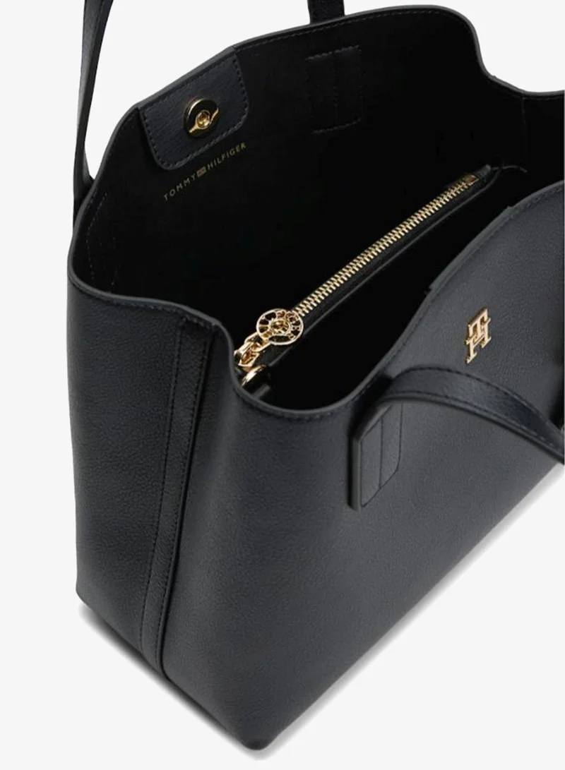Tommy Hilfiger Black Hilfiger Icon TH Monogram Crossbody Satchel for Women | Best Price UAE