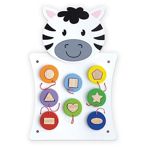 SPARK & WOW SPARK  WOW Zebra Activity Wall Panel  Ages 18m  Montessori Sensory Wall Toy  Nesting Shape Activity  Busy Board  Toddler Room Decor - Image 1