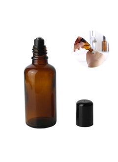 XINGZI 3Pcs 50Ml Empty Refillable Amber Glass Roll On Bottles Essential Oil Roller Bottles With Stainless Steel Roller Ball And Black Cap Attar Bottle For Essential Oils Aromatherapy Lip Gloss Balms  - Image 3