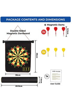 Alissa Magnetic Dart Board for Kids 15 Inch Double Sided Set Indoor Outdoor Game with 6pcs Safe Darts Gifts for Teenage Boys Girls  - Image 2
