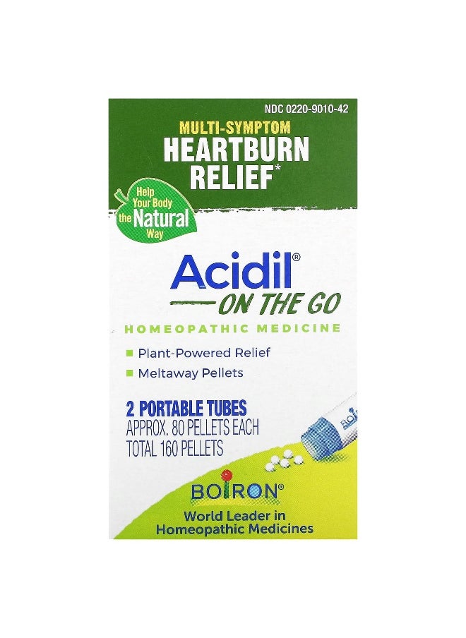 Boiron Boiron, Acidil On The Go, Multi-Symptom Heartburn Relief, 2 Portable Tubes, 80 Pellets Each  - Image 1