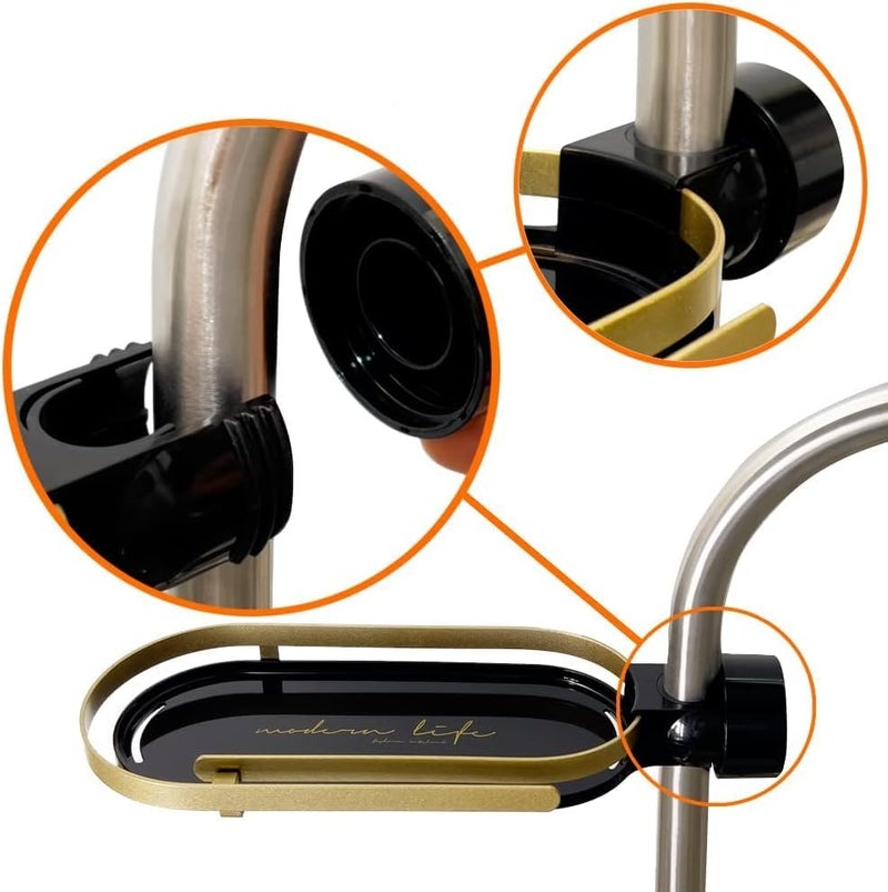 Kresal Kresal Faucet Sponge Holder with Towel Bar, Holder Sink Caddy Organizer for Kitchen, Hanging Faucet Drainer Rack for Bathroom - 1 Pc - Image 3