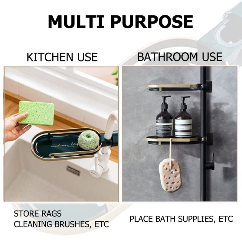 Kresal Kresal Faucet Sponge Holder with Towel Bar, Holder Sink Caddy Organizer for Kitchen, Hanging Faucet Drainer Rack for Bathroom - 1 Pc - Image 5