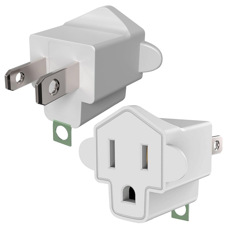 JACKYLED 2 Pack ETL Listed 3 Prong to 2 Prong Adapter, JACKYLED Polarized Grounding Converter 3-Prong Adapter Converter Fireproof Material 392℉ Resistant Heavy Duty for Wall Outlets, Electrical, Household - Image 1