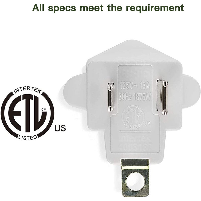 JACKYLED 2 Pack ETL Listed 3 Prong to 2 Prong Adapter, JACKYLED Polarized Grounding Converter 3-Prong Adapter Converter Fireproof Material 392℉ Resistant Heavy Duty for Wall Outlets, Electrical, Household - Image 2
