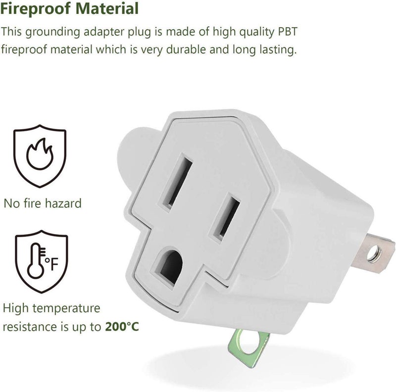 JACKYLED 2 Pack ETL Listed 3 Prong to 2 Prong Adapter, JACKYLED Polarized Grounding Converter 3-Prong Adapter Converter Fireproof Material 392℉ Resistant Heavy Duty for Wall Outlets, Electrical, Household - Image 3