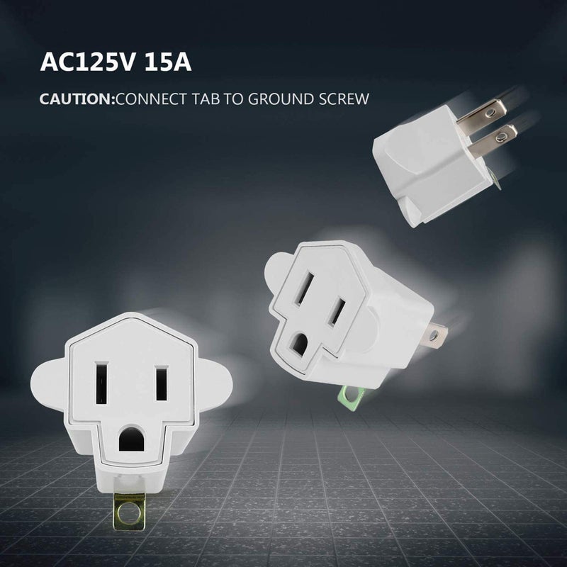 JACKYLED 2 Pack ETL Listed 3 Prong to 2 Prong Adapter, JACKYLED Polarized Grounding Converter 3-Prong Adapter Converter Fireproof Material 392℉ Resistant Heavy Duty for Wall Outlets, Electrical, Household - Image 5