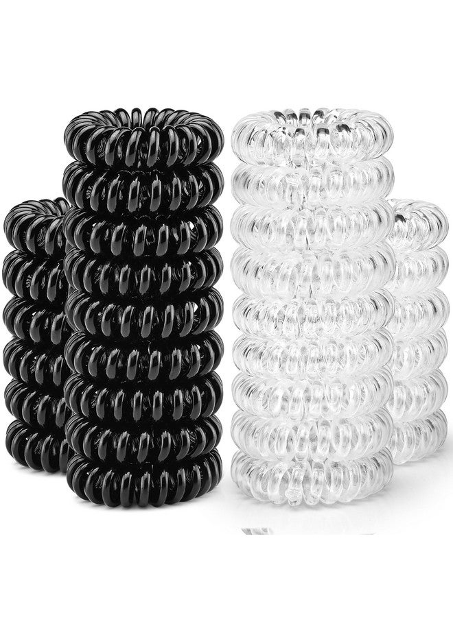 تايلامي ربطات شعر حلزونية من TailaiMei، 30 قطعة، ربطات شعر لولبية لا تتجعد، ربطات شعر سلك الهاتف للشعر الكثيف - أربطة مطاطية لحمل ذيل الحصان للنساء (أسود وشفاف) - Image 1