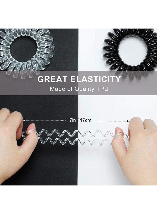 تايلامي ربطات شعر حلزونية من TailaiMei، 30 قطعة، ربطات شعر لولبية لا تتجعد، ربطات شعر سلك الهاتف للشعر الكثيف - أربطة مطاطية لحمل ذيل الحصان للنساء (أسود وشفاف) - Image 2