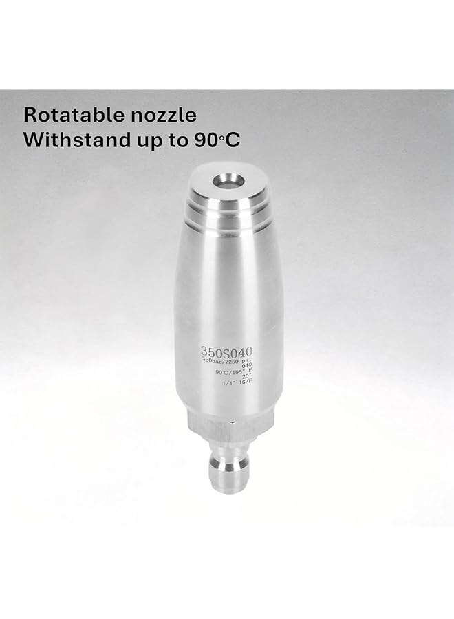 Generic Pressure Washer Rotary Turbo Nozzle, 350Bar Stainless Steel, 1/4 Inch Quick Connector - Heavy Duty Cleaning For Car, Driveway & Patio  - Image 3