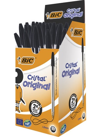 Bic Cristal Medium Ballpoint Pen Black Box of 50  - Image 1